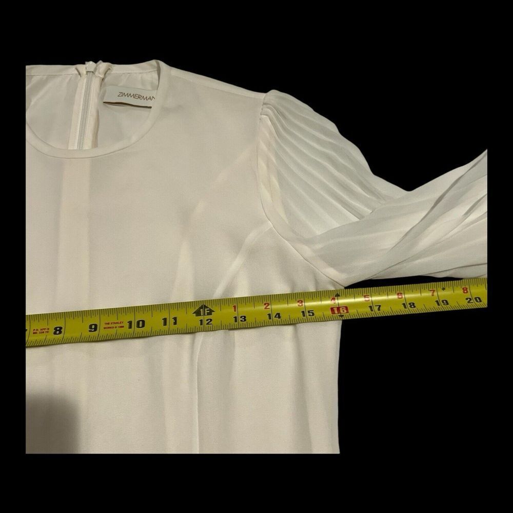 Zimmermann Crew Neck Balloon Long Sleeves Lined Blouse Back Zipper OffWhite Sz 0 - Picture 4 of 16